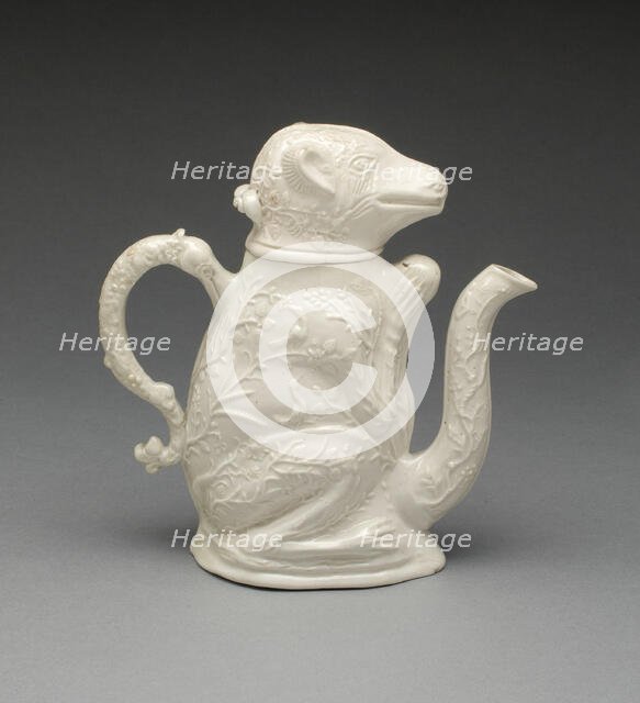 Teapot in the Form of a Squirrel, Staffordshire, c. 1745. Creator: Staffordshire Potteries.