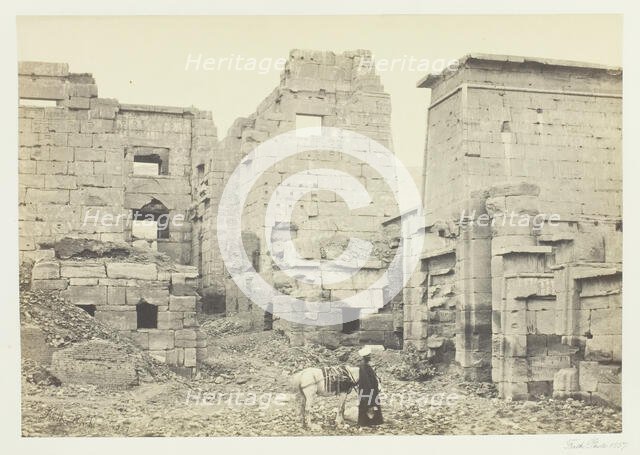 The Temple Palace, Medinet Haboo, 1857. Creator: Francis Frith.