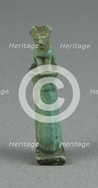 Amulet of a Cat Sitting on a Papyrus Column, Egypt, Third Intermediate Period, Dynasty 21-25... Creator: Unknown.