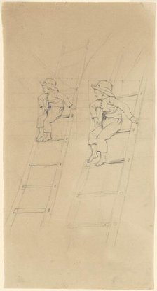 Studies of a Boy on a Ladder, c. 1840-1850. Creator: James Goodwyn Clonney.