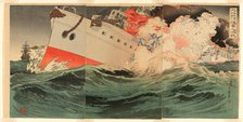 Fierce Naval Battle Off Takushan (Daikosan oki kaigun no gekisen), Japan, 1894. Creator: Migita Toshihide.