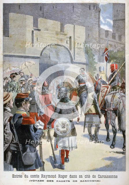 The entry of the Comte Raymond Roger into Carcassonne, France, 1898. Creator: F Meaulle.