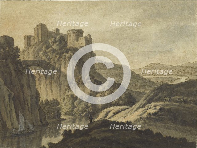 A River Landscape With a Castle On An Escarpment, 1780. Artist: Adam, Robert (1728-1792)