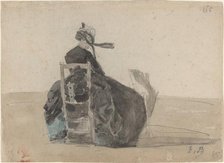 Seated Lady in Black, Trouville, 1865. Creator: Eugene Louis Boudin.