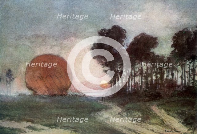 'The Return of the Balloon', Artois, France, 10 June 1915, (1926). Artist: Francois Flameng