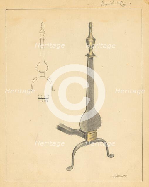 Andiron (one of pair), c. 1936. Creator: Jack Staloff.