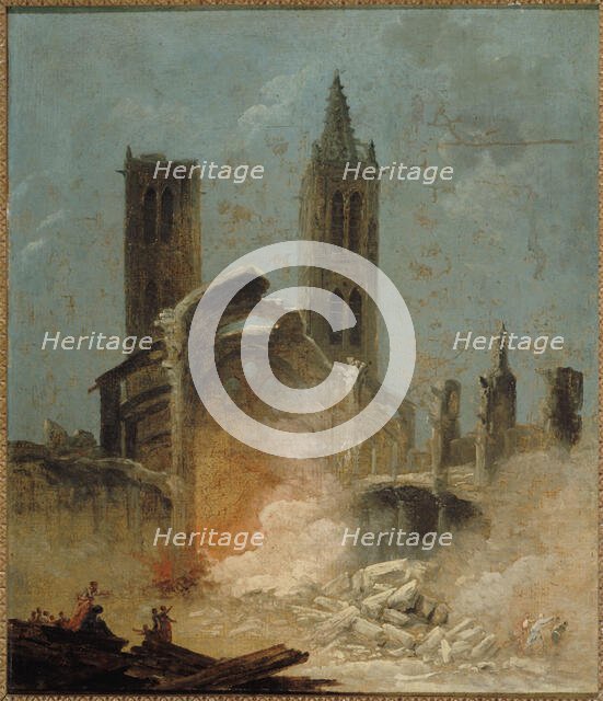 La Démolition de l'église Saint-Jean-en-Grève, en 1800, c1800. Creator: Hubert Robert.