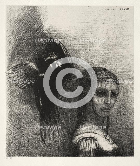 The Temptation of Saint Anthony (First Series): And a Large Bird, Descending from the Sky..., 1888. Creator: Odilon Redon (French, 1840-1916); Becquet (French); Edmond Deman.