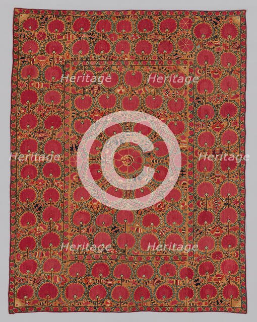 Suzani (large hanging or cover), Uzbekistan, 1840/1890. Creator: Unknown.