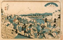 Clearing Weather on Nihonbashi Bridge, c1846. Creator: Ikeda Eisen.