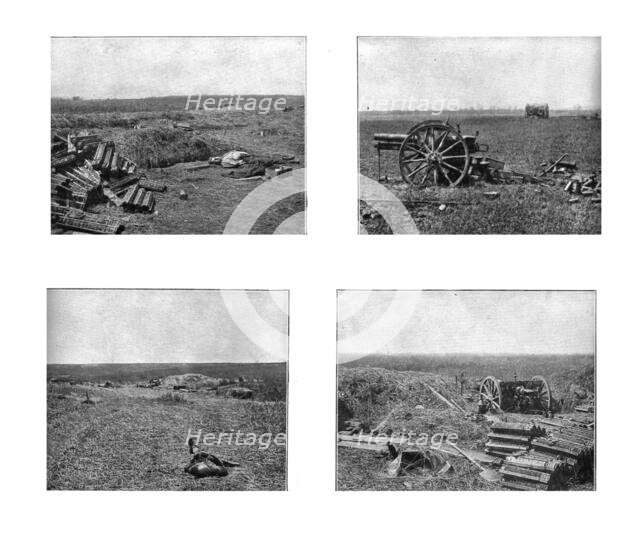 'A travers le champ de bataille; anciens emplacements de batteries allemandes et pieces..., 1918. Creator: Unknown.