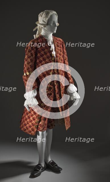 Man’s suit (coat, waistcoat and breeches), France, c.1755. Creator: Unknown.