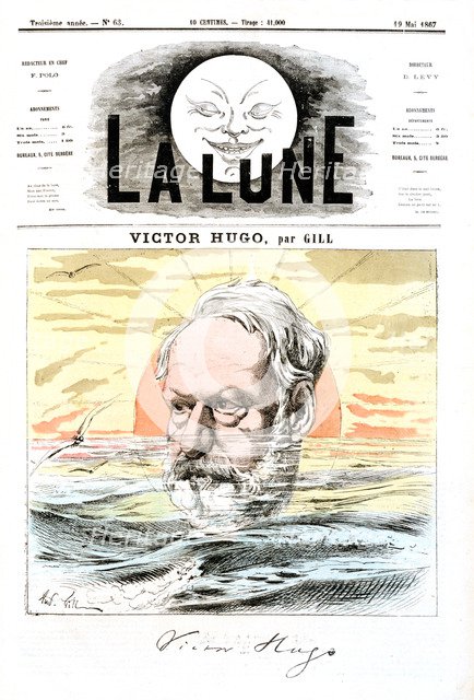 Victor Hugo, French poet, dramatist and novelist, 1867. Artist: Andre Gill