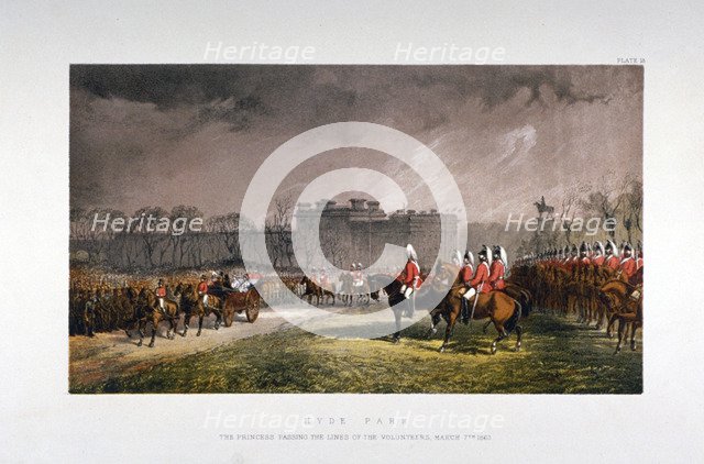 Hyde Park during a military review by Princess Alexandra, London, 1863.                              Artist: Day & Son