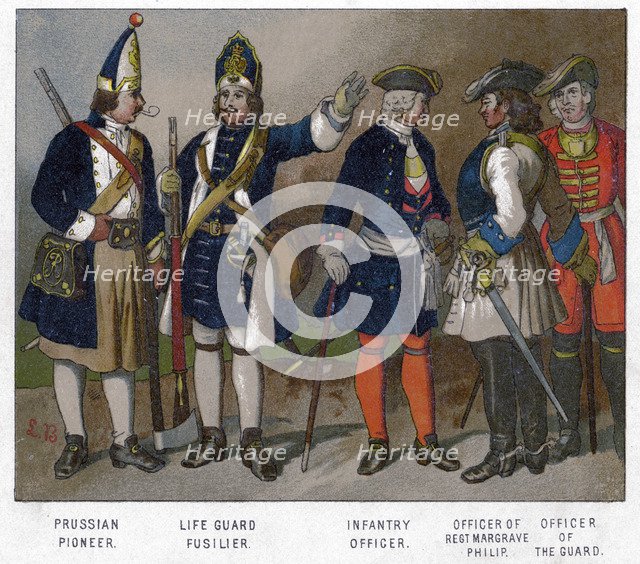 Prussian and French soldiers of 1704 (19th century). Artist: Unknown