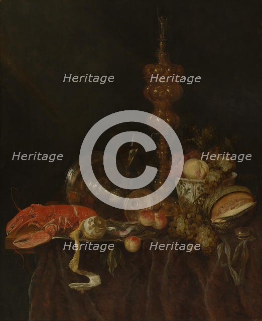 Still Life with Lobster and Fruit, probably early 1650s. Creator: Abraham van Beyeren.