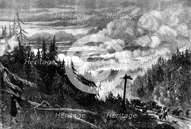 The great forest fires in America: view near Fox River, 1871. Creator: Unknown.