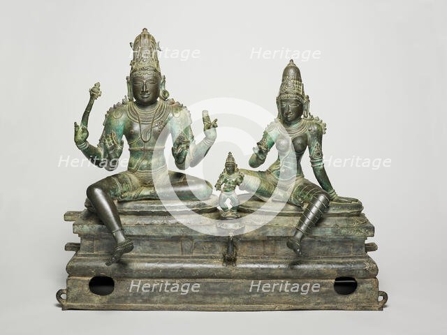 God Shiva and Goddess Uma Seated with their Son, Skanda (Somaskanda), about 1400. Creator: Unknown.