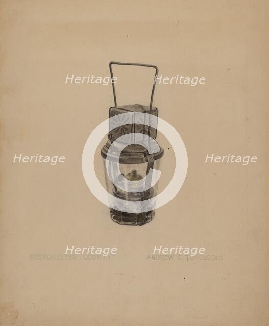 Oil Lamp, c. 1938. Creator: Andrew Topolosky.