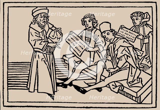 School lessons. From Speculum Vitae Humanae by Rodericus Zamorensis, 1479. Creator: Anonymous.