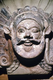 Etruscan Terracotta Antefix, Head of Silenus, from sanctuary of Portonaccio, 6th-5th century BC. Artist: Unknown.