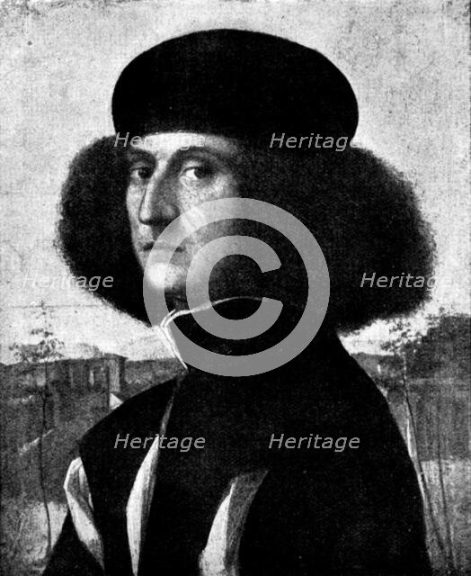 Venetian Art at the New Gallery: Portrait of a Man - by Giovanni Bellini, 1895. Creator: Unknown.