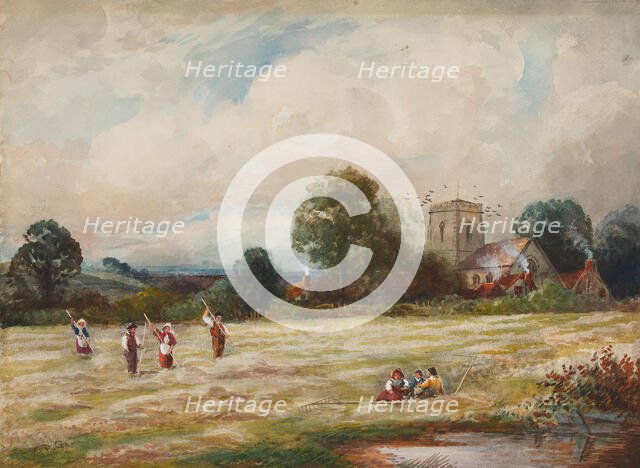 Harborne Church, With Hayfield, c1810s-1850s. Creator: David Cox the Elder.