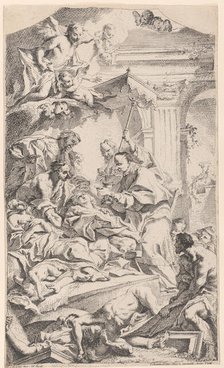 Saint Charles giving communion to the plague-stricken, 1725-75. Creator: Carlo Innocenzo Carloni.