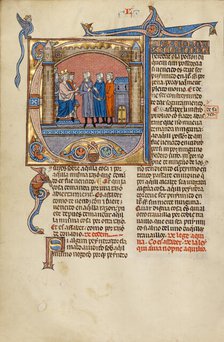 Initial D: Three Men before a Judge; Vidal Mayor, about 1290-1310. Creators: Unknown, Michael Lupi de Çandiu.