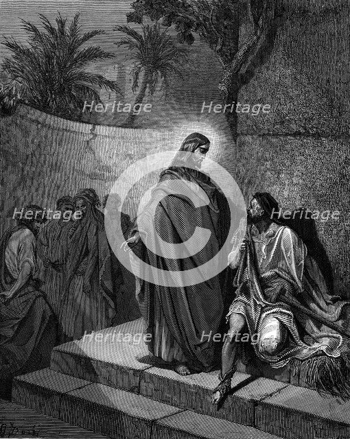 Christ healing the man sick of the palsy, 1866. Artist: Gustave Doré