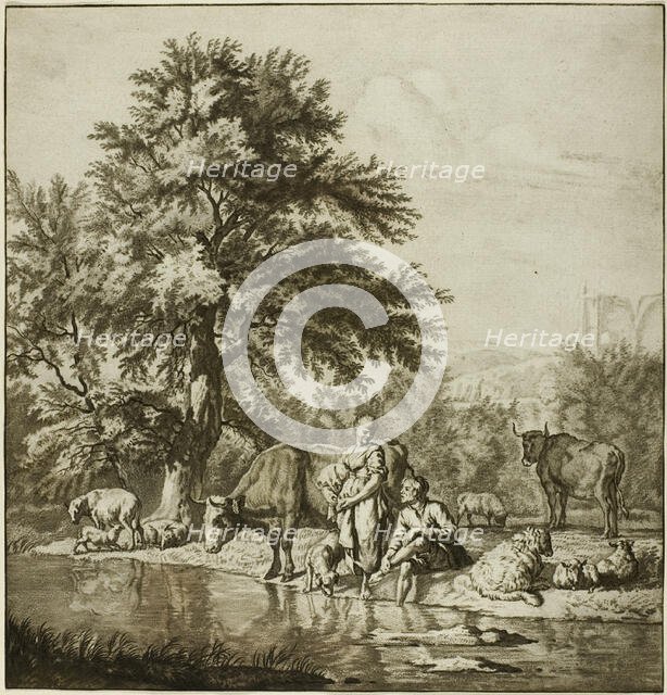 Two Shepherds with Cattle, n.d. Creator: Cornelis Ploos van Amstel.