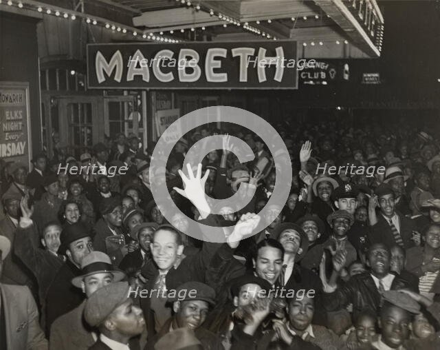 Crowds at the Lafayette Theatre in Harlem at the opening of "Macbeth", 1936. Creator: Unknown.