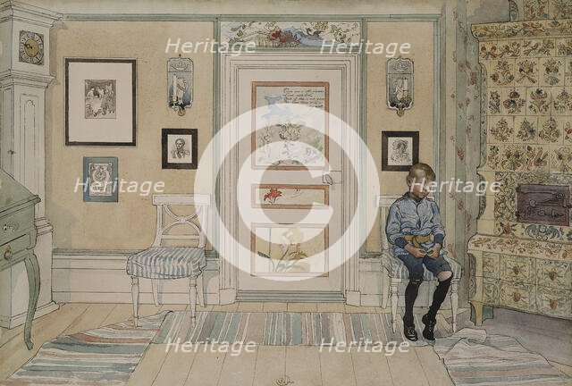 In the Corner. From A Home (26 watercolours), 1895. Creator: Carl Larsson.