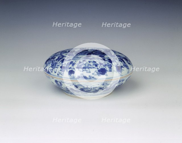Blue and white seal box, China, 1640-1670. Artist: Unknown