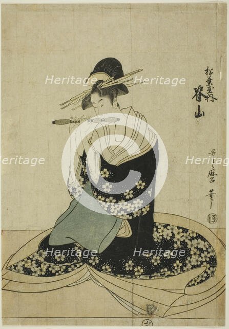The Courtesan Seyama of the Matsubaya, from an untitled series of courtesans of the..., c. 1797. Creator: Kitagawa Utamaro.