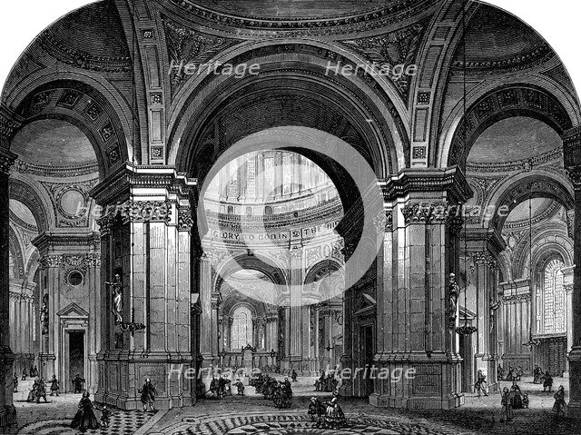 Interior of St Paul's Cathedral, London, second design, 17th century (1882). Artist: Unknown
