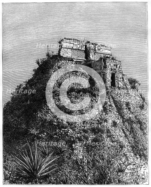Uxmal, Pre-Columbian ruined city of the Mayan civilization, Yucatán, Mexico, 19th centArtist: T Taylor
