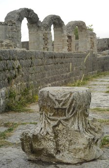 Partial view of the amphitheater ruins, ancient city of Salona, Solin, Croatia, 2018.  Creator: Unknown.