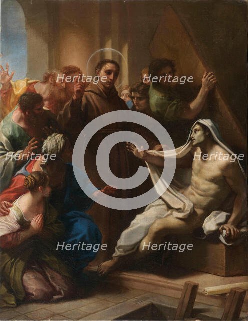The resurrection of a bricklayer by Saint Anthony of Padua. Creator: Luti, Benedetto (1666-1724).
