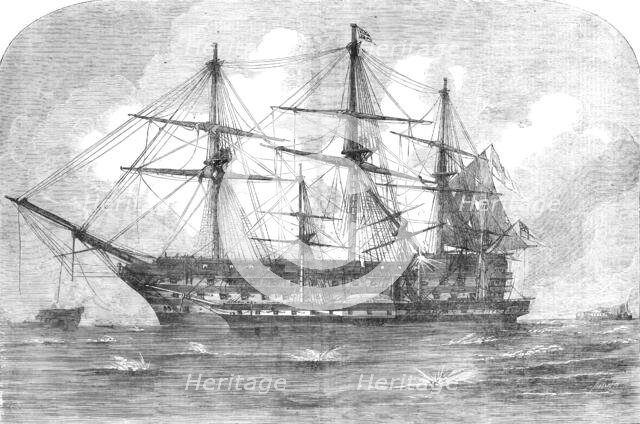 "The Trafalgar" and "Retribution" at the Siege of Sebastopol - from a sketch by Lieutenant..., 1854. Creator: Smyth.