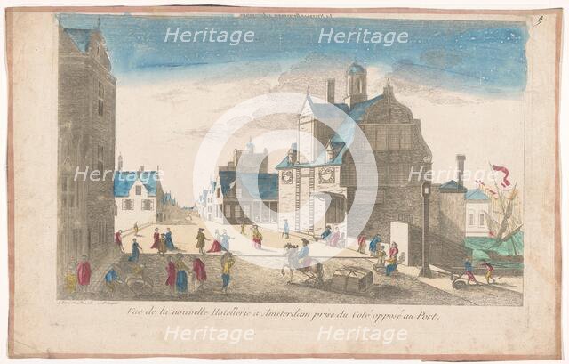 View of the new bridge and Paalhuis on the IJ in Amsterdam, 1700-1799. Creator: Anon.