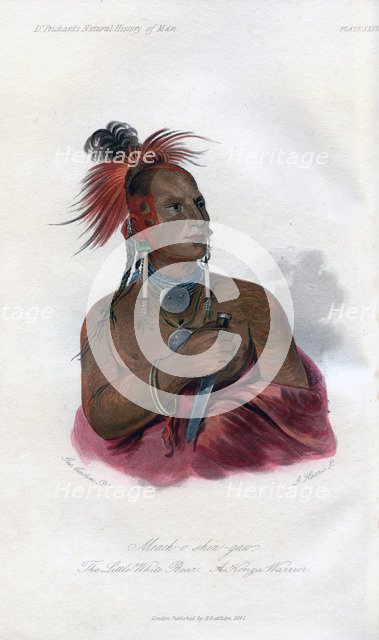 'Meach-o-shin-gaw, The Little White Bear, A Konza Warrior', 1848. Artist: Harris