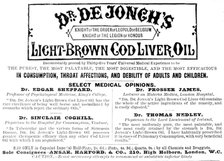 Advertisement for Dr. De Jongh’s Light-Brown Cod Liver Oil, 1890. Creator: Unknown.