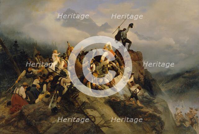 Father Joachim Haspinger among the fighting farmers, 1842. Creator: Artaria, Mathias (1814-1885).