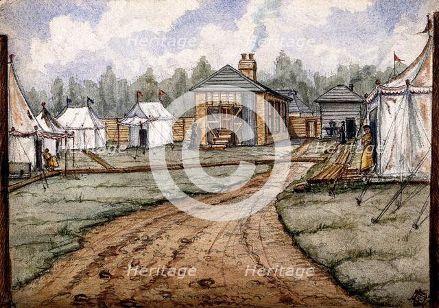 St Pancras Smallpox Hospital, London: housed in a tented camp at Finchley, 1881. Creator: Frank Collins.