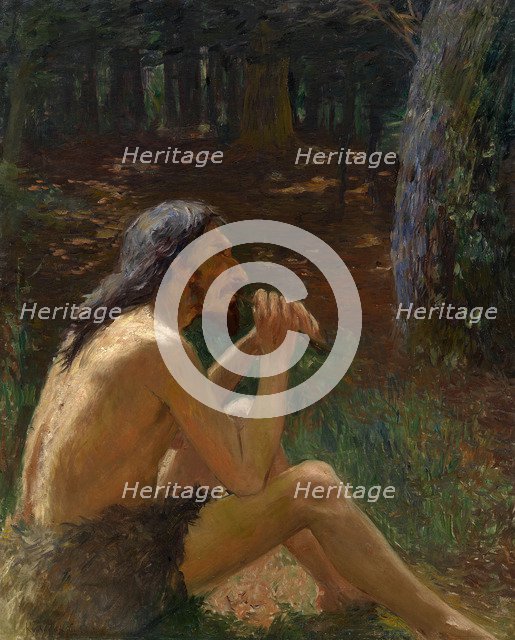 Caveman Playing the Flute. Artist: Kuznetsov, Konstantin Pavlovich (1863-1936)