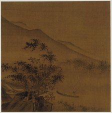 Landscape: hillsides, rocks, trees, house and a boat, Ming dynasty, 1368-1644. Creator: Unknown.