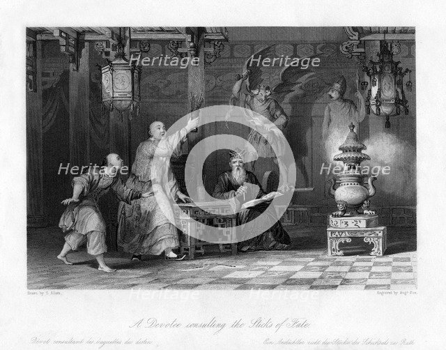 'A Devotee Consulting the Sticks of Fate', China, 19th century.Artist: A Fox