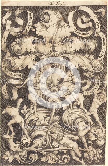 Ornament with Flower and Eight Wild Folk. Creator: Israhel van Meckenem.