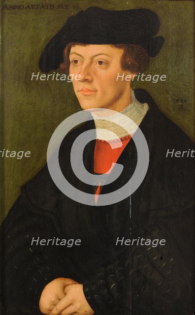 Portrait of a 19-year-old young man in black clothes. Artist: Cranach, Lucas, the Elder (1472-1553)